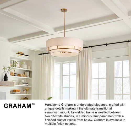 Hinkley Graham 23" Wide Lacquered Brass 4 Light Ceiling Light - Picture 8 of 8