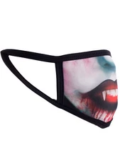 Vampiress Reusable Halloween Costume Face Mask Covering, White Red Black