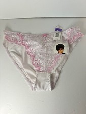 Delta Burke size 10/3X White pink panties lace trimming NWT VTG hi-cut mesh
