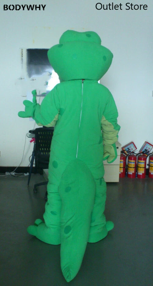 Cartoon Green Dinosaur Mascot Costume Suit Cosplay Party Game Dress Outfit Adult - Image 3 of 3