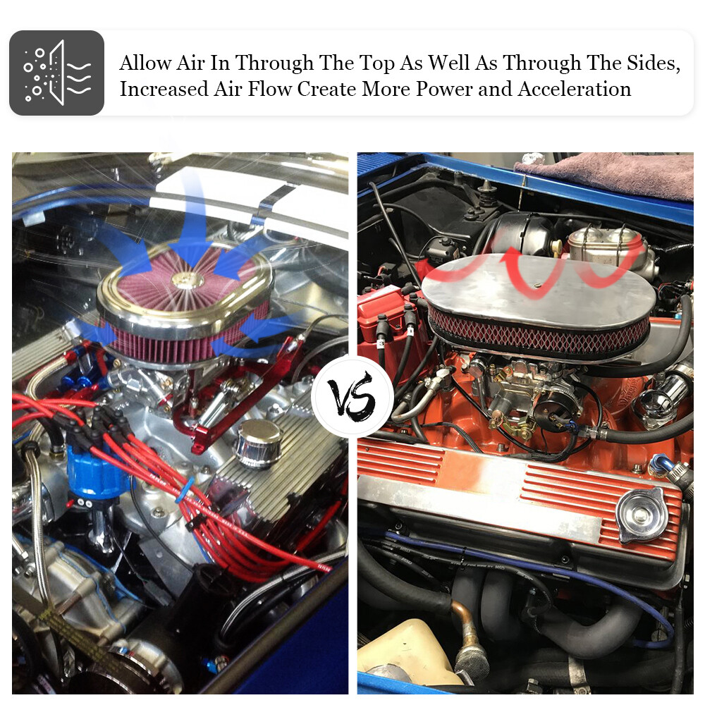 Universal Air Cleaner 12"x2 Oval Super Flow Thru Air Cleaner Washable SBC BBC For Chevy Ford Hot Rod 6 In Air Cleaner - Foto 2