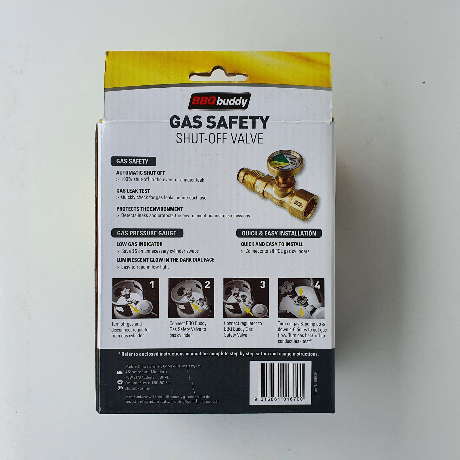 BBQ Buddy Gas Safety ShutOff Valve Leak Prevention Brass Safety Tank with Gauge eBay