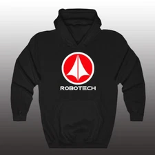Robotech Cartoon TV Series Logo Men's Black Hoodie Sweatshirt Size S-3XL