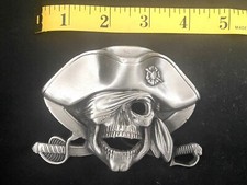 VINTAGE 1997 PIRATE SKULL FANTASY ARTWORK PEWTER BELT BUCKLE