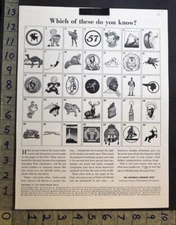 1946 COMPANY PRODUCT TRADEMARK CHARACTER ADVERTISER GAME SYMBOL ART PRINT 33666