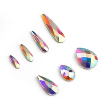 100pcs Raindrop Crystal AB Nail Art Rhinestones FlatBack Glitter Nails Decoratio