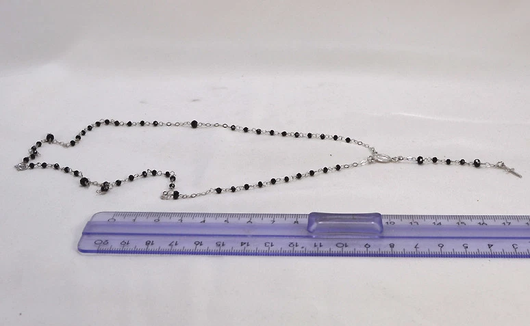 Collar Rosario de Oro Blanco 18KT Con Ónix Facetado Obln 028 - Imagen 3 de 3