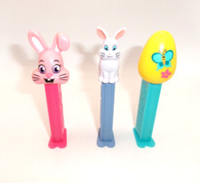 Lot of 3 Easter PEZ Dispensers New Out of Package Bunny Rabbits & Easter Egg