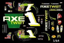  1 Jamie MacMurray AXE Twist Chevy 1/64th HO Scale Slot Car Waterslide Decals