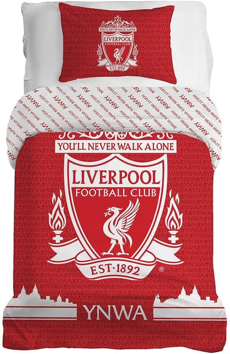 Character World Official Liverpool FC Single Duvet Cover Set, Tone Design | Red