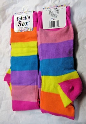 1 Pair Rainbow Colored Crew Socks Size 9-11 by totally Sox
