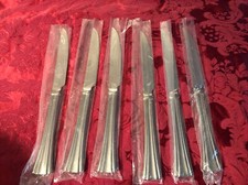 Reed  Barton Stainless Flatware BROOKSHIRE Set of 6 STEAK SERRATED KNIVES