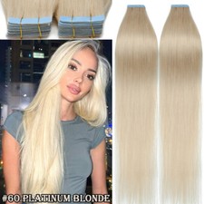 60 Stück Tape in Hair Extensions 100% Remy Echthaar Haarverlängerung Tresse Dick