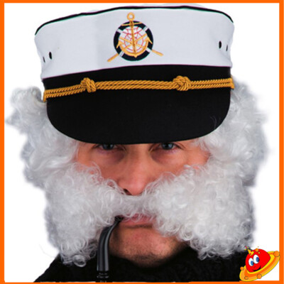 Carnevale Travestimento Unisex Baffo bianco con Basette Capitano