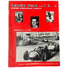 Vintage 1960 Autosport Program Grand Prix of the U.S. Riverside Int'l Raceway
