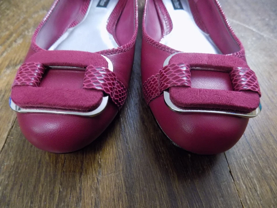 Белый дом черный рынок Лидия балетки пурпурный розовый серебро замшевая пряжка 10 - Изображение 3 из 4