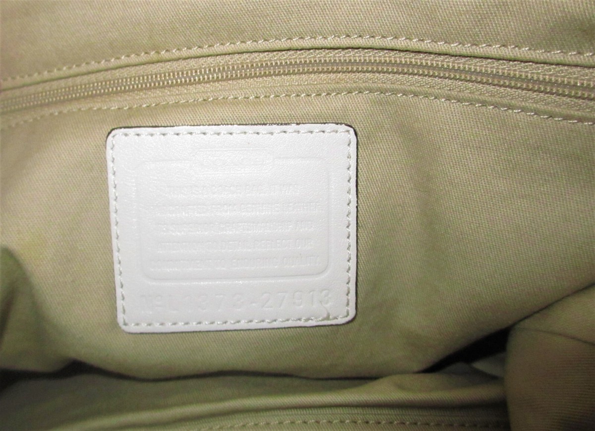 COACH Off White Perforated Stripe Leather Bleecker Cooper