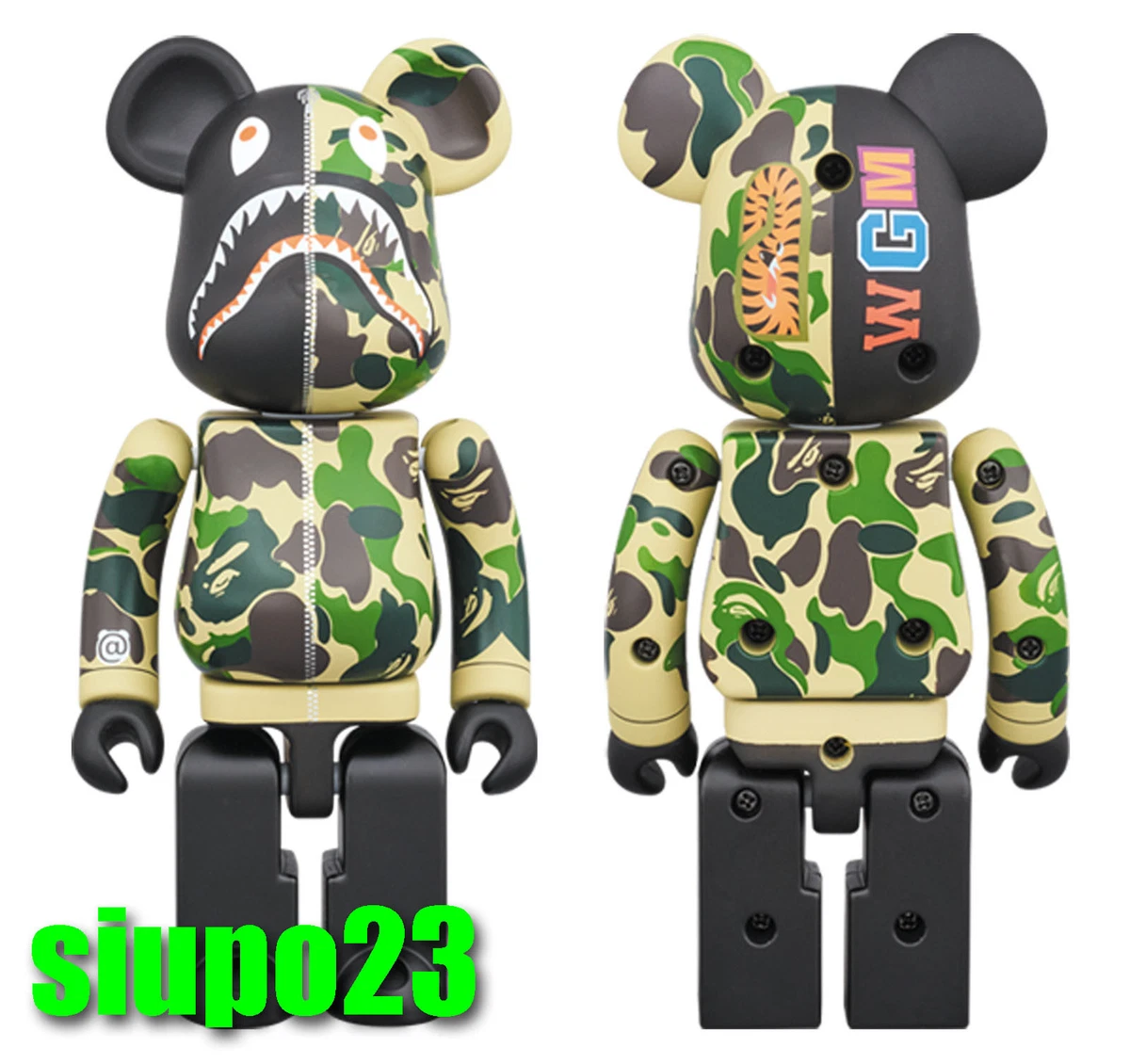 Medicom 200% Bearbrick ~ Bandai Chogokin Be@rbrick A Bathing Ape ABC Camo  Shark