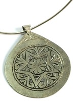 RARE ANCIENT VIKING SILVERED PENDANT AMULET PENTAGRAM DECORATED TORC...