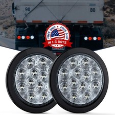 Kit de 2 Luces Traseras Led Redonda 4 Pulgadas Para Remolque Color Blanca NEW US