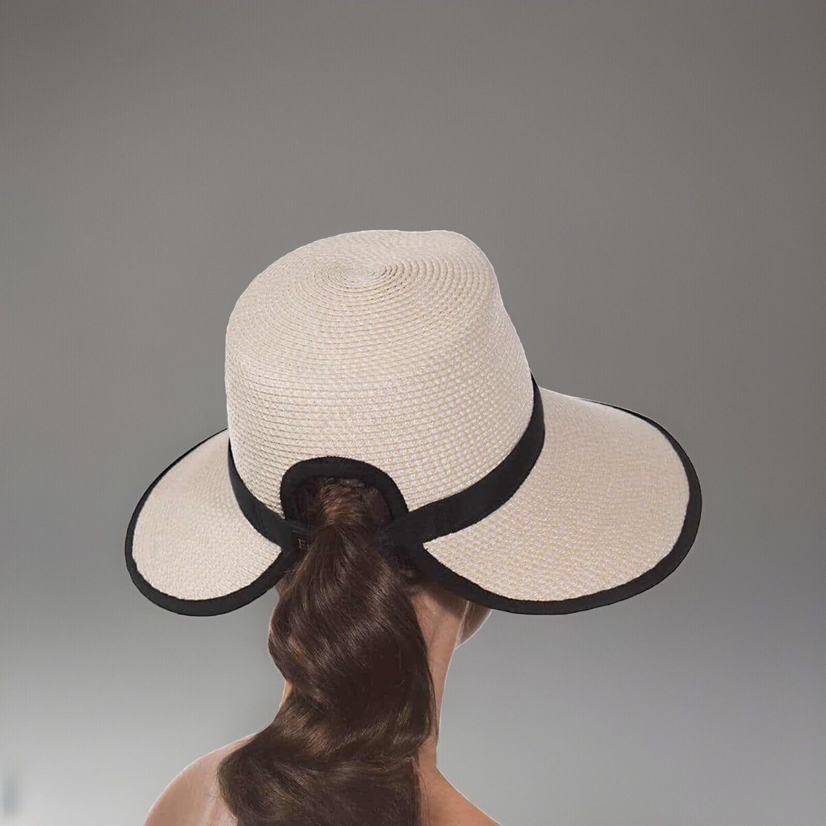 Eric Javits NWT Vintage 1990 Straw Military Cap Visor Studded Trim Statement Hat Buy Luxury Designer Hats for Women & Men | Eric Javits main image 2