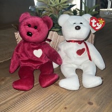  Lot of  Ty Beanie Babies Valentino W/ Tag  Valentina W/O Tag  Errors