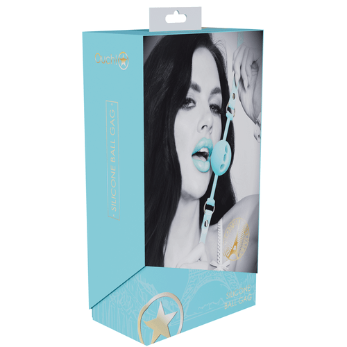 Shots Ouch! Paris Bondage Collection Silicone Ball Gag - Blue - Picture 2 of 3