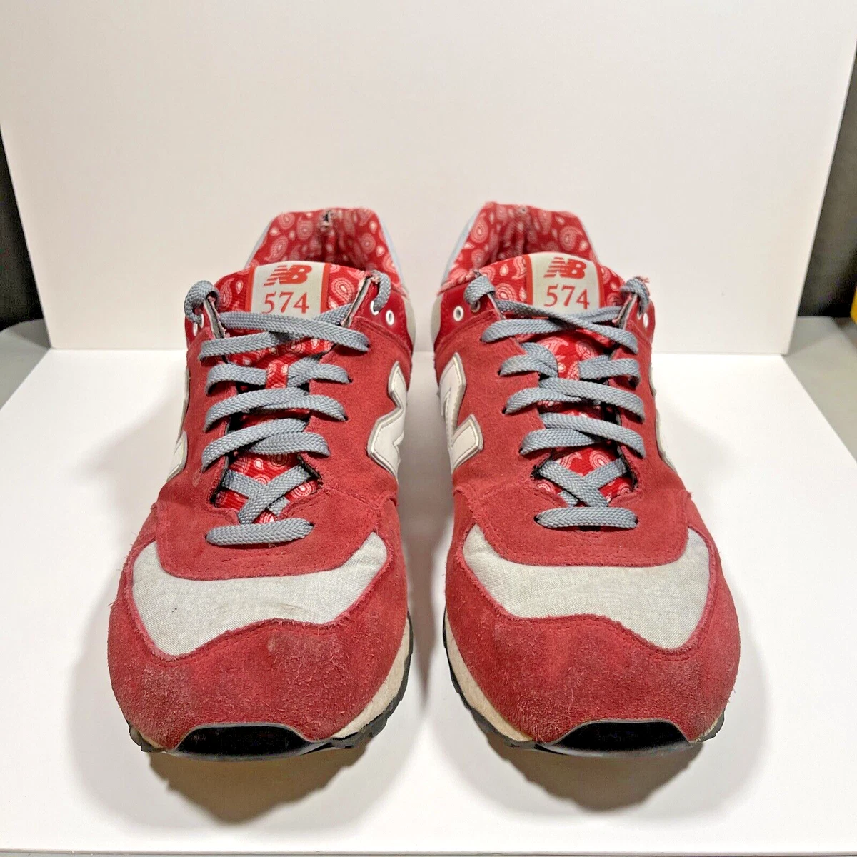 New Balance 574 Mens Red Gray Suede Paisley sneakers Shoes ML574LCM size 15