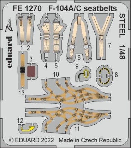 MW22 Eduard FE1270 F-104A/C Seatbelts Steel 1/48 Zoom Set For Kinetic-image