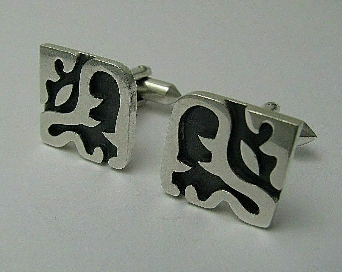 Boutons De Manchette Vintage Antonio Pineda - Argent 970, Sodalite Bleue, Croix - Fait Main Mexique