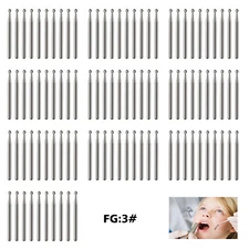 100pcs Dental Burs Carbide Round Tungsten Steel Bur High Speed Friction Grip FG3