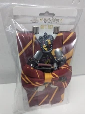 Harry Potter Costume Style Dark Red Necktie Neck Tie Suspenders Pin Boys Men 