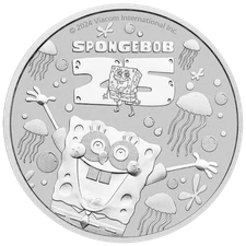 2024 Tuvalu SpongeBob SquarePants 25th Ann. BU 1 oz Silver Coin in capsule