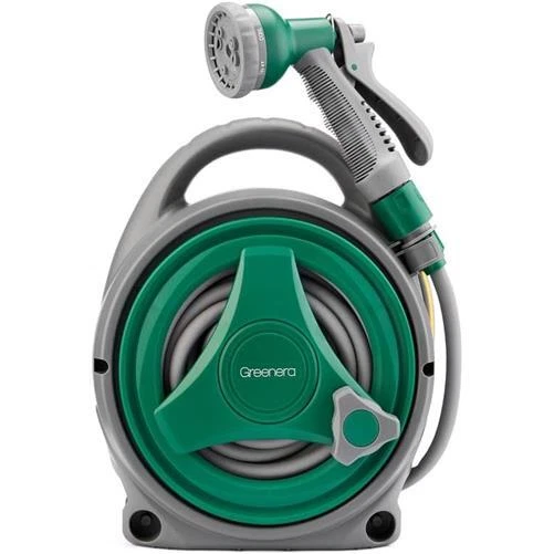 14M Garden Hose Reel Compact Portable Water Pipe 7 Adjustable 