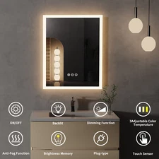 LUVODI 16x20 inch Led Lighted Bathroom Mirror Dimmable Wall Vanity Mirror