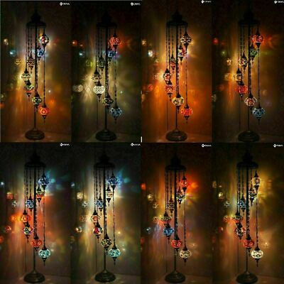 Türkisch Marokkanisches Glas Mosaik Mehrfarbig Tiffany Stehlampe Licht 7 große Kugel