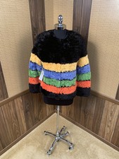 Nwt Paula Lishman Knit Fur Dyed Multi-color Beaver Fur Coat Jacket Small 4 - 6