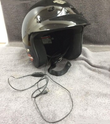 Harley Davidson LG 3/4 Helmet w Vents, Visor, Intercom Headset & 2 Storage Bags