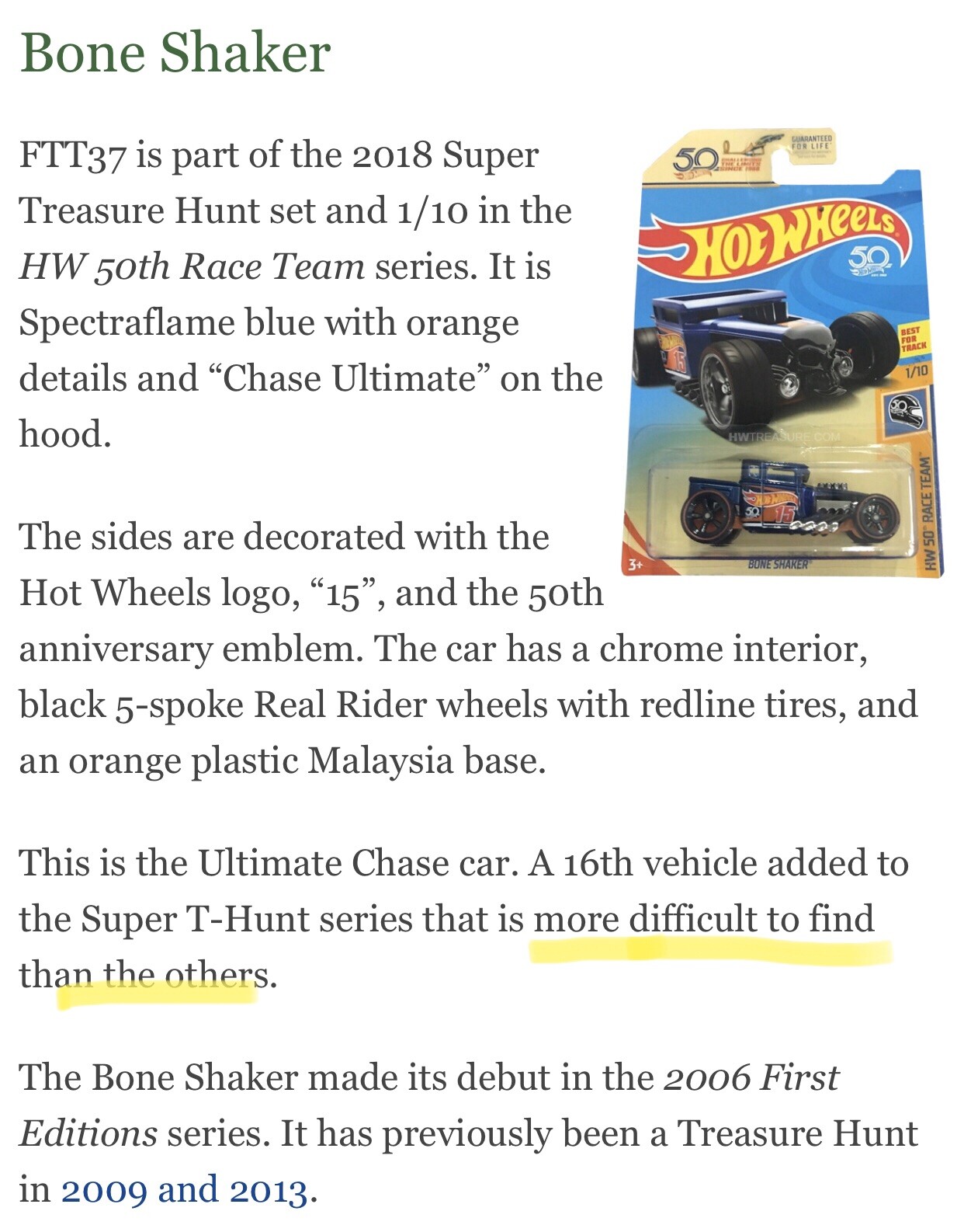 hot wheels bone shaker ultimate chase