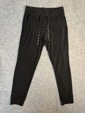 Andrew Marc New York Sweatpants Womens M Medium Black Jogger Ribbed Drawstring