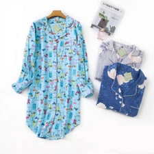 Casual Nights Womens Cotton Sleep Shirt Nightshirt Long Sleeve Floral Nightgown