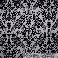 BonEful Fabric FQ 100 Cotton Quilt White Black B W Large Flower Damask Girl Boy