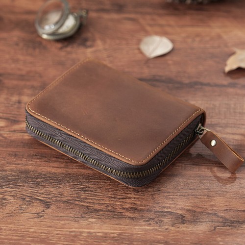Genuine Leather Credit Card Holder Zipper Wallet RFID Blocking 24 Slot Card Case - Picture 19 of 21