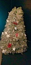 Christmas/Holiday Light Up Silver Aluminum Look Table Top Tree 16" VTG