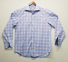 Bugatchi Uomo Dress Shirt Men's Size 16.5 34/35 Long Sleeve White Duplin Check