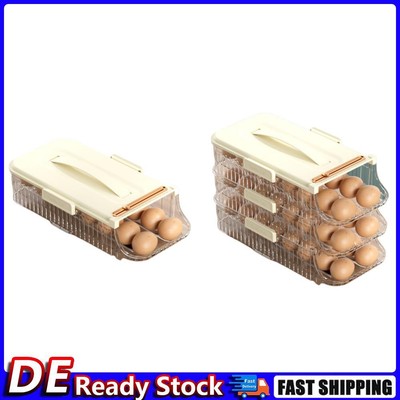 Automatic Rolling Egg Tray Organizer Fridge Egg Rack (White 2 Row 1 Layer) Deu