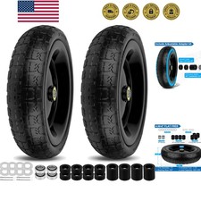 13 Inch Flat Free Wheels Tires 4.00-6 Solid Replacement With Universal 58 A...