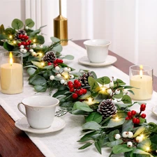 9Ft Prelit Christmas Garland with Lights, Multi-Color Lights/Battery Operated/Ti