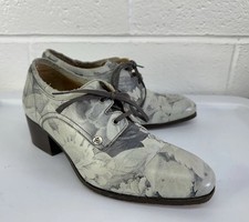 John Fluevog Passage Patuxai Lace Up Heel Oxford / Blue Gray Floral / Women  s 7