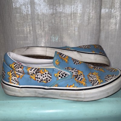 Vans Skate Slip-On  Blue Flame Dice  Size 12   Rare Colorway, Worn Once!